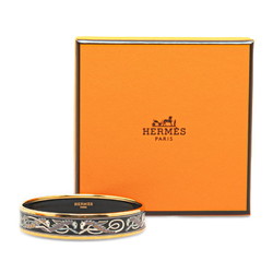 Hermes enamel MM cloisonné bangle gold black plating ladies HERMES