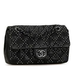 CHANEL Matelasse Stud Chain Shoulder Bag Black Lambskin Women's