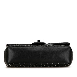 CHANEL Matelasse Stud Chain Shoulder Bag Black Lambskin Women's