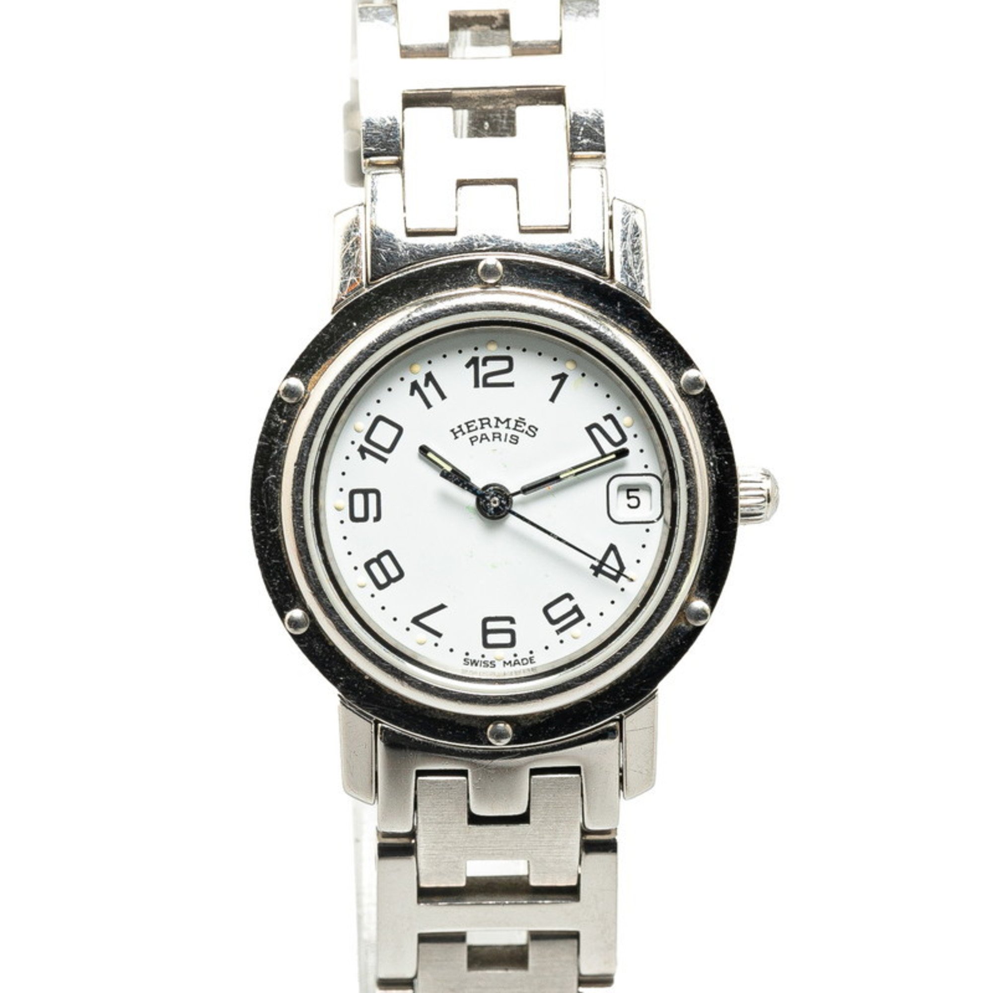 Hermes Clipper Watch CL4.210 Quartz White Dial Stainless Steel Women's HERMES