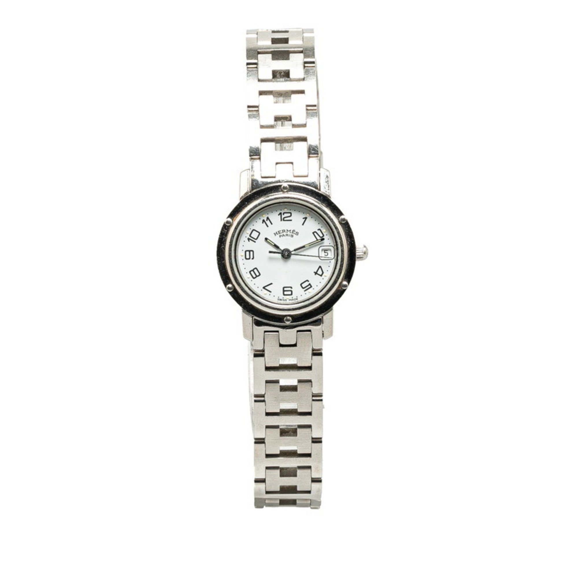 Hermes Clipper Watch CL4.210 Quartz White Dial Stainless Steel Women's HERMES