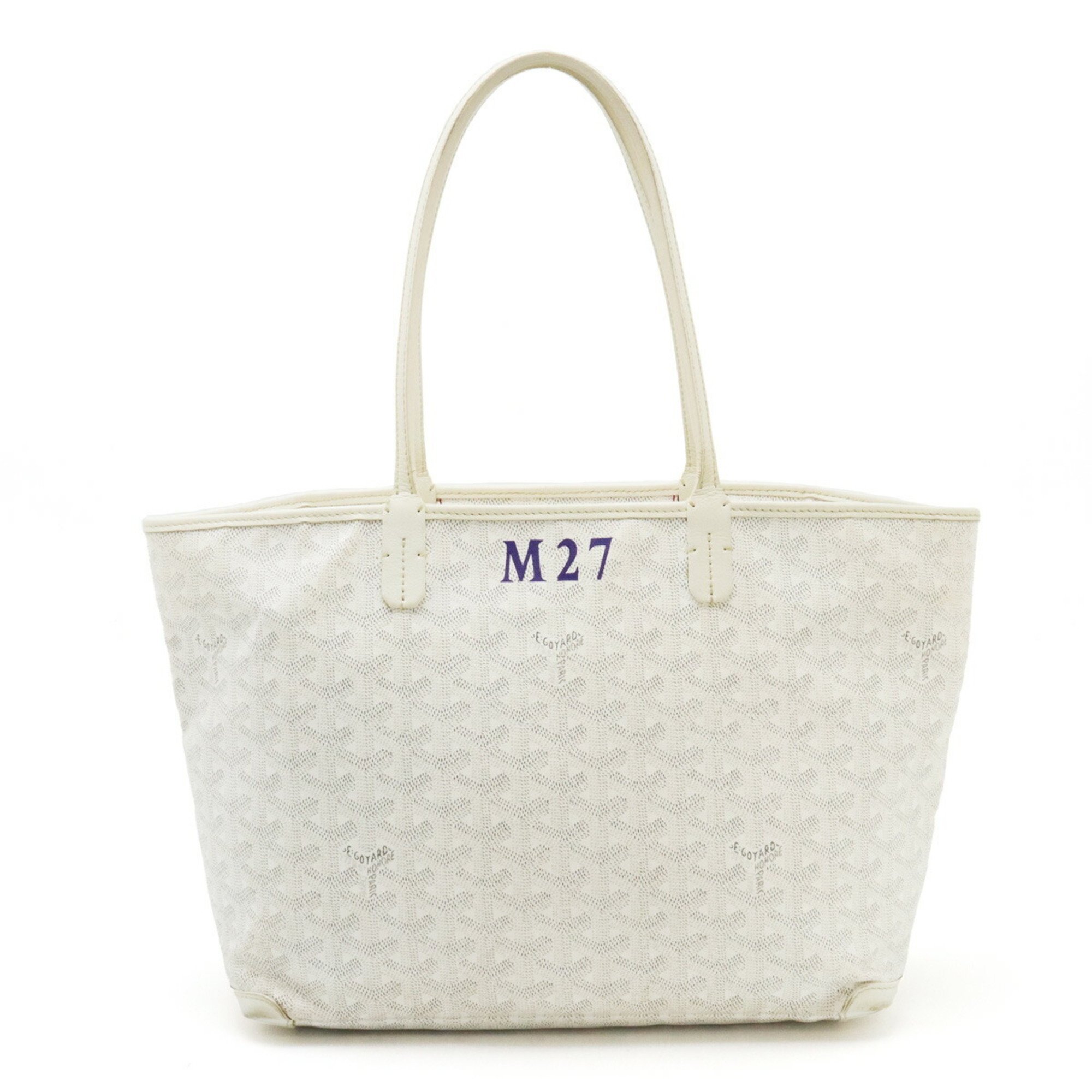 GOYARD Artois PM Tote Bag Shoulder PVC Leather White Initial Print