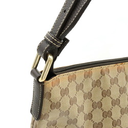 GUCCI GG Crystal Shoulder Bag, Coated Canvas, Leather, Khaki Beige, Dark Brown, 190628