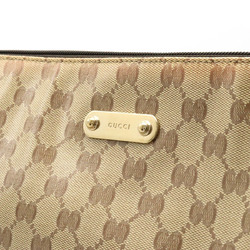 GUCCI GG Crystal Shoulder Bag, Coated Canvas, Leather, Khaki Beige, Dark Brown, 190628