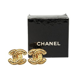 Chanel Matelasse Coco Mark Earrings Gold Plated Women's CHANEL