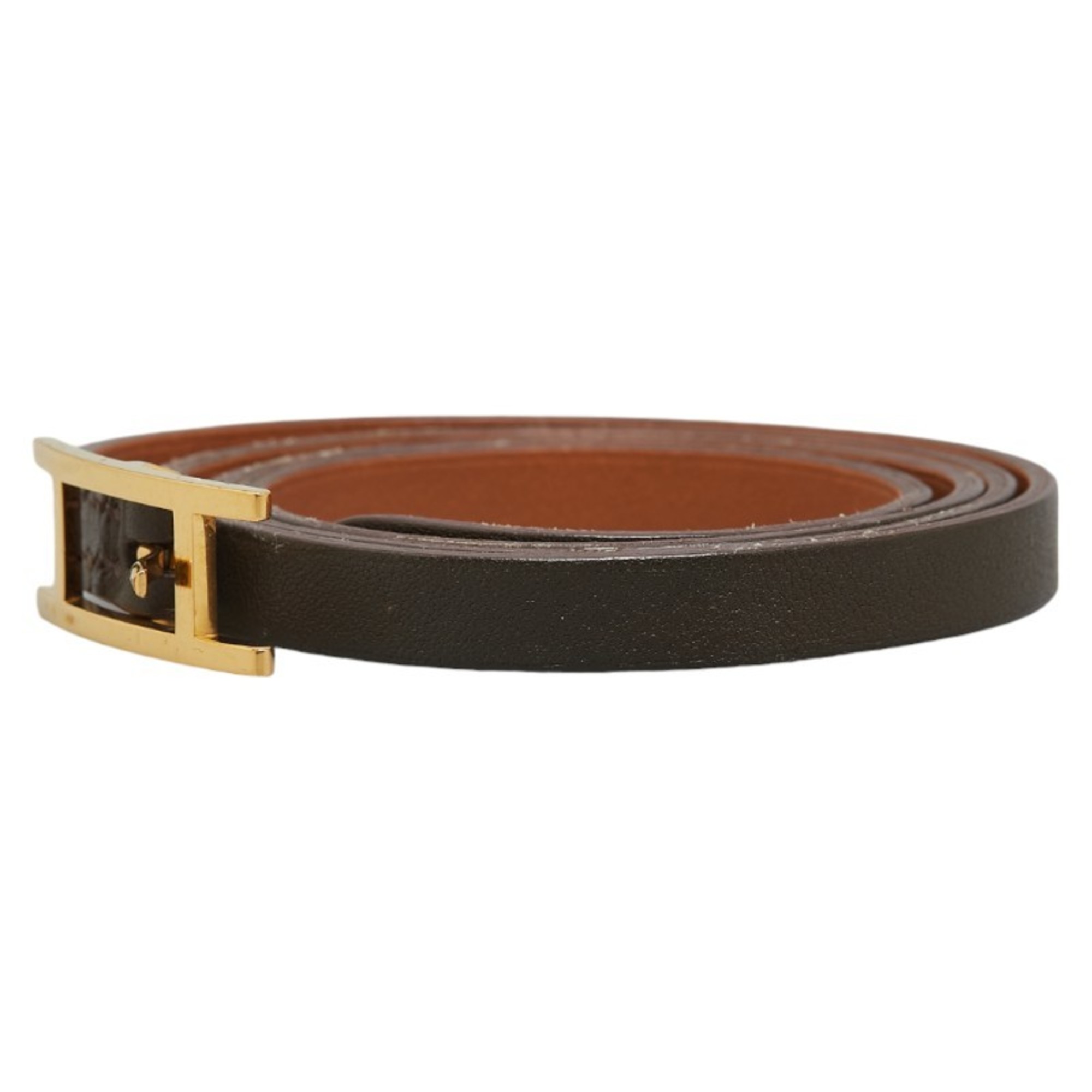 Hermes Api 3 Bracelet Brown Leather Women's HERMES