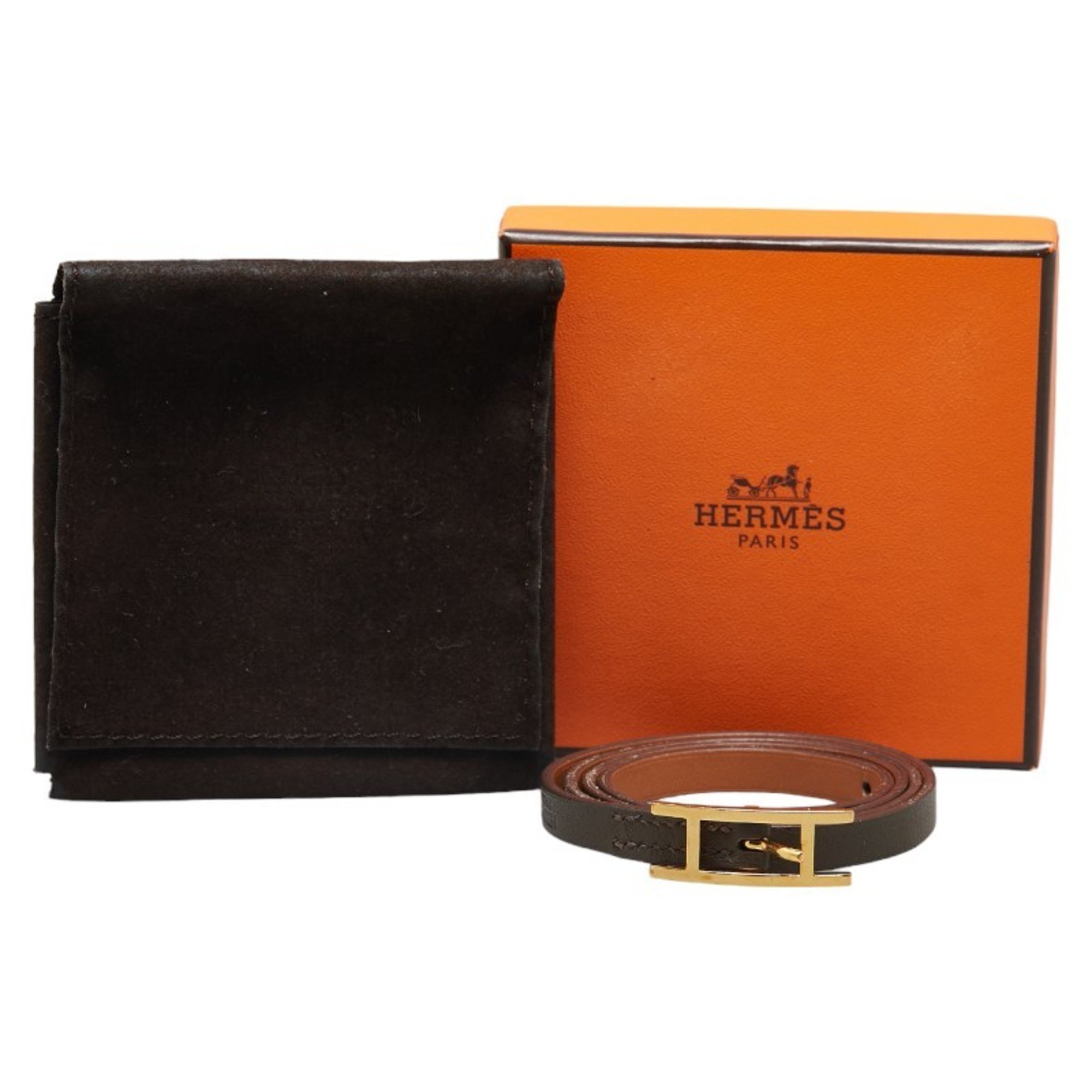 Hermes Api 3 Bracelet Brown Leather Women's HERMES