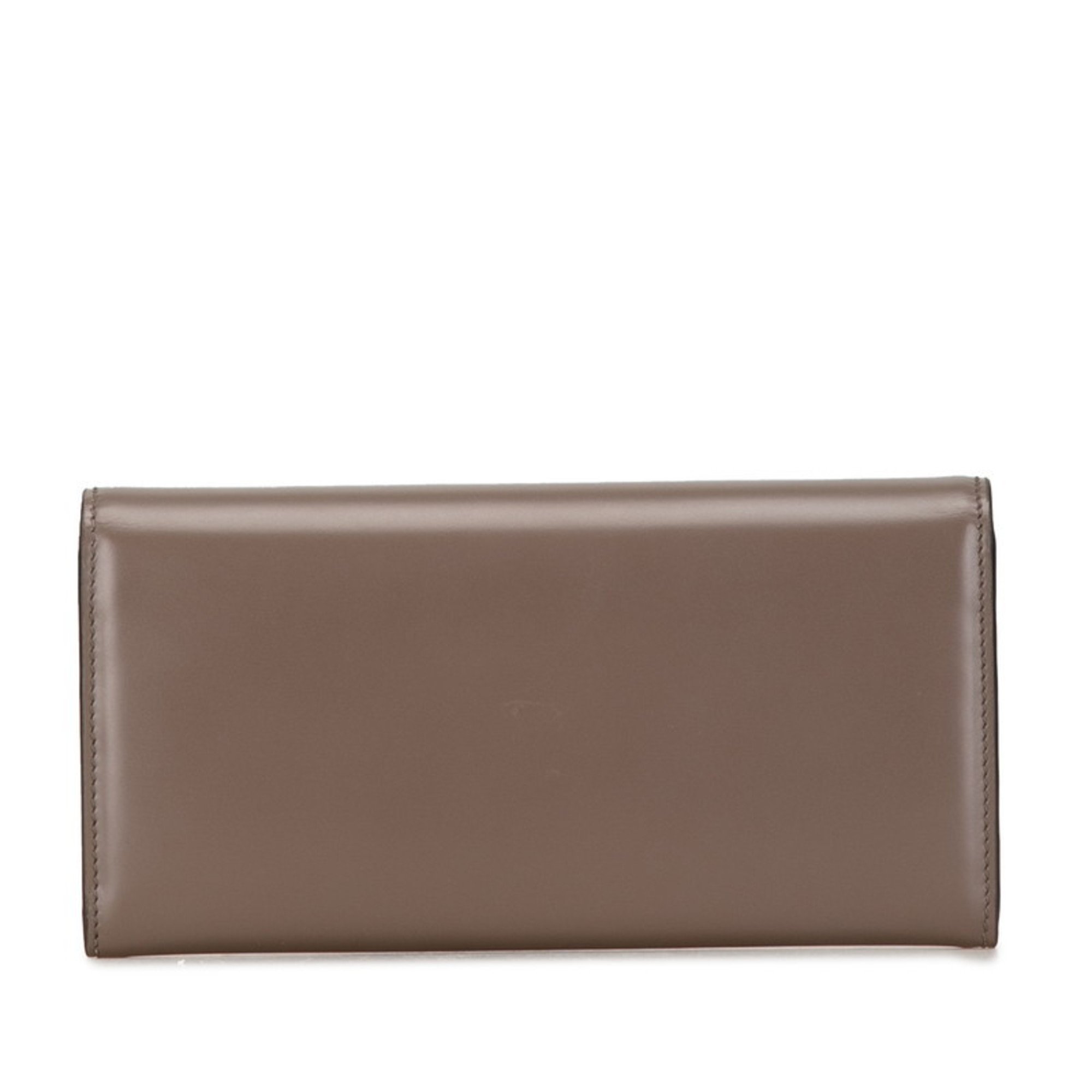 Salvatore Ferragamo Gancini Long Wallet Grey Gold Leather Women's