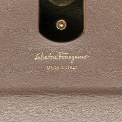 Salvatore Ferragamo Gancini Long Wallet Grey Gold Leather Women's