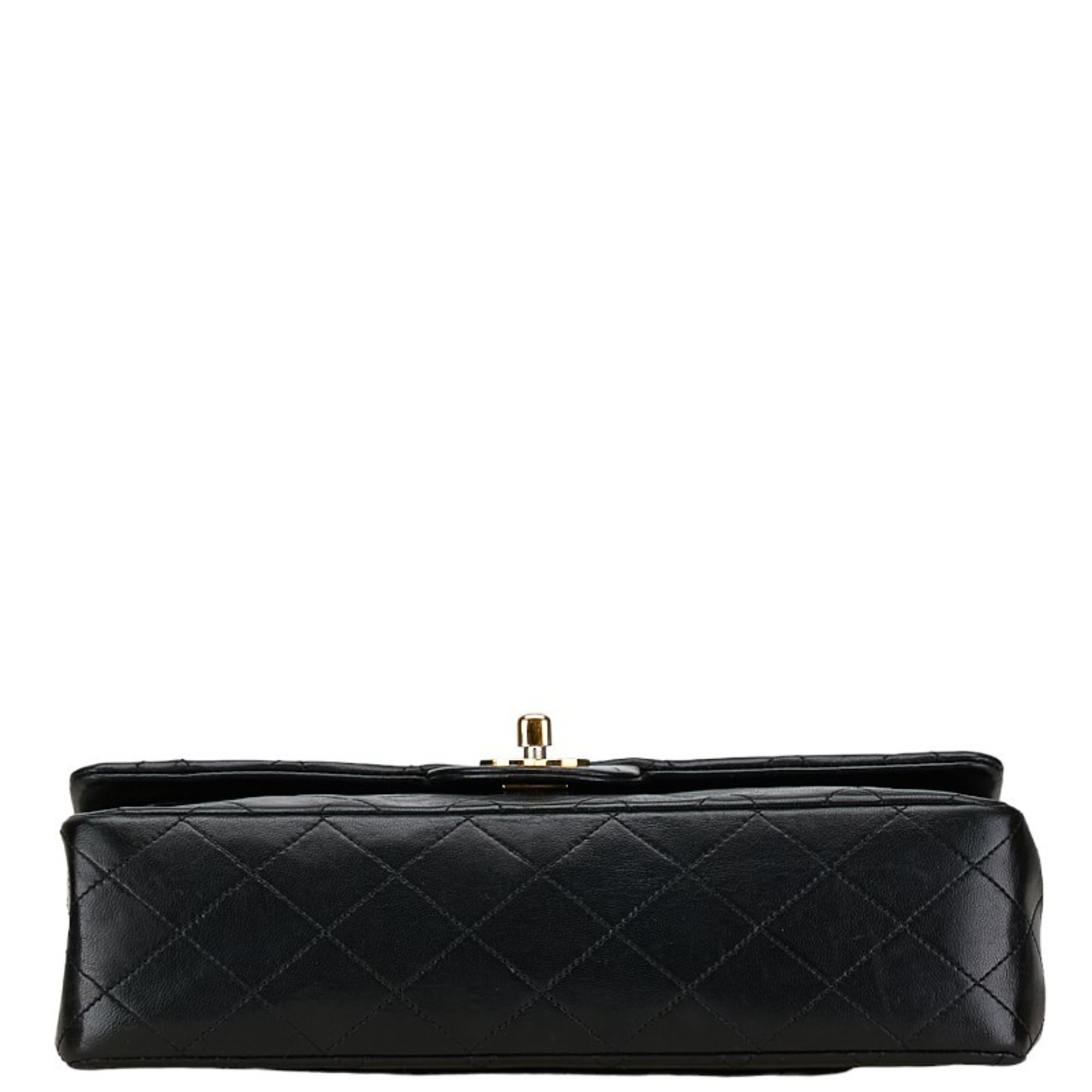 Chanel Matelasse 25 Coco Mark Double Flap Chain Shoulder Bag Black Lambskin Women's CHANEL