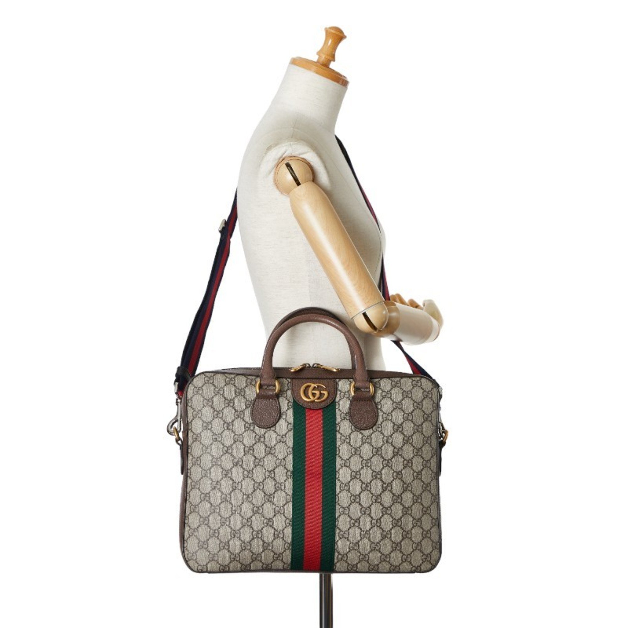 Gucci GG Supreme Sherry Line Ophidia Handbag Shoulder Bag 574793 Beige Brown PVC Leather Women's GUCCI