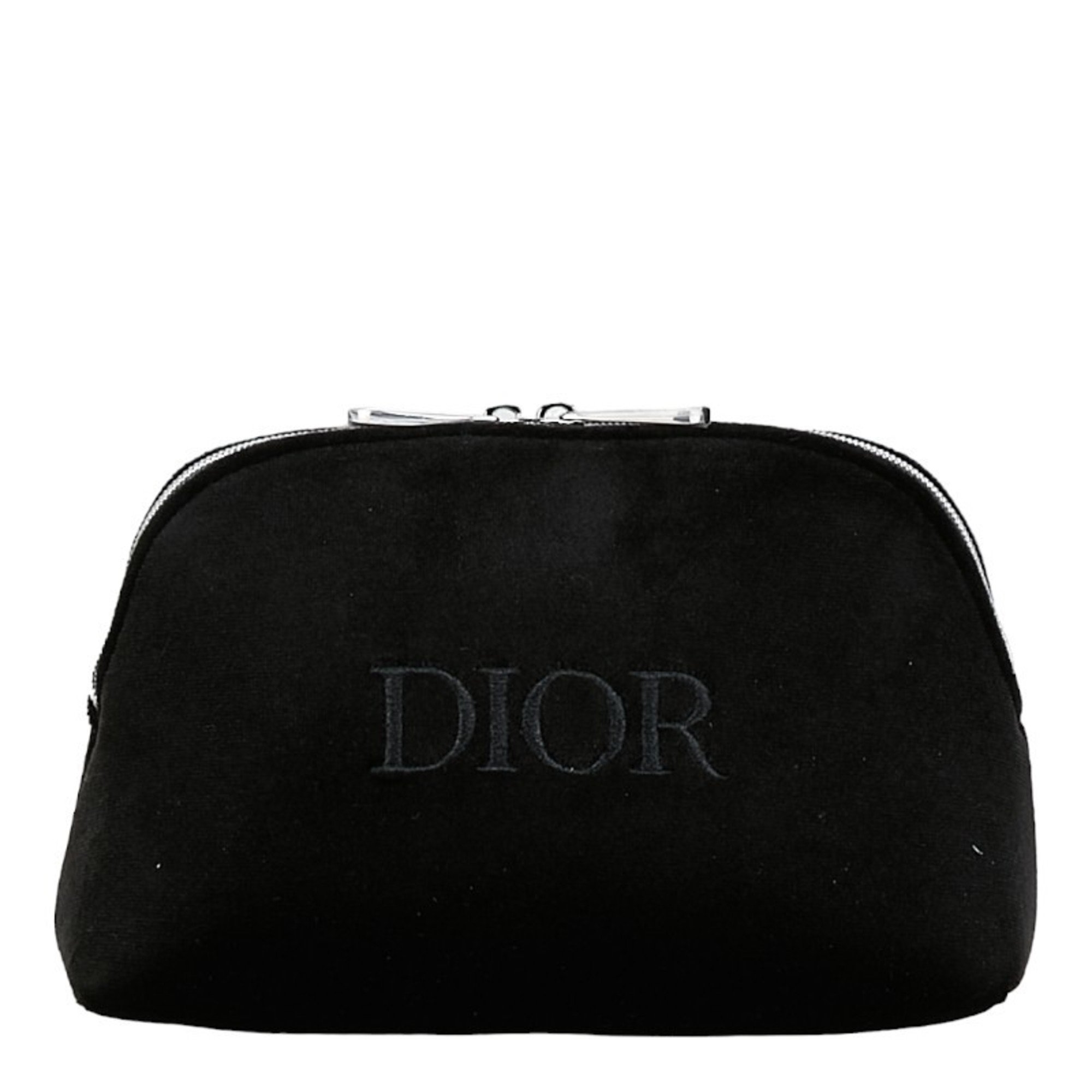 Christian Dior Dior pouch set of 2 navy black velour denim women's