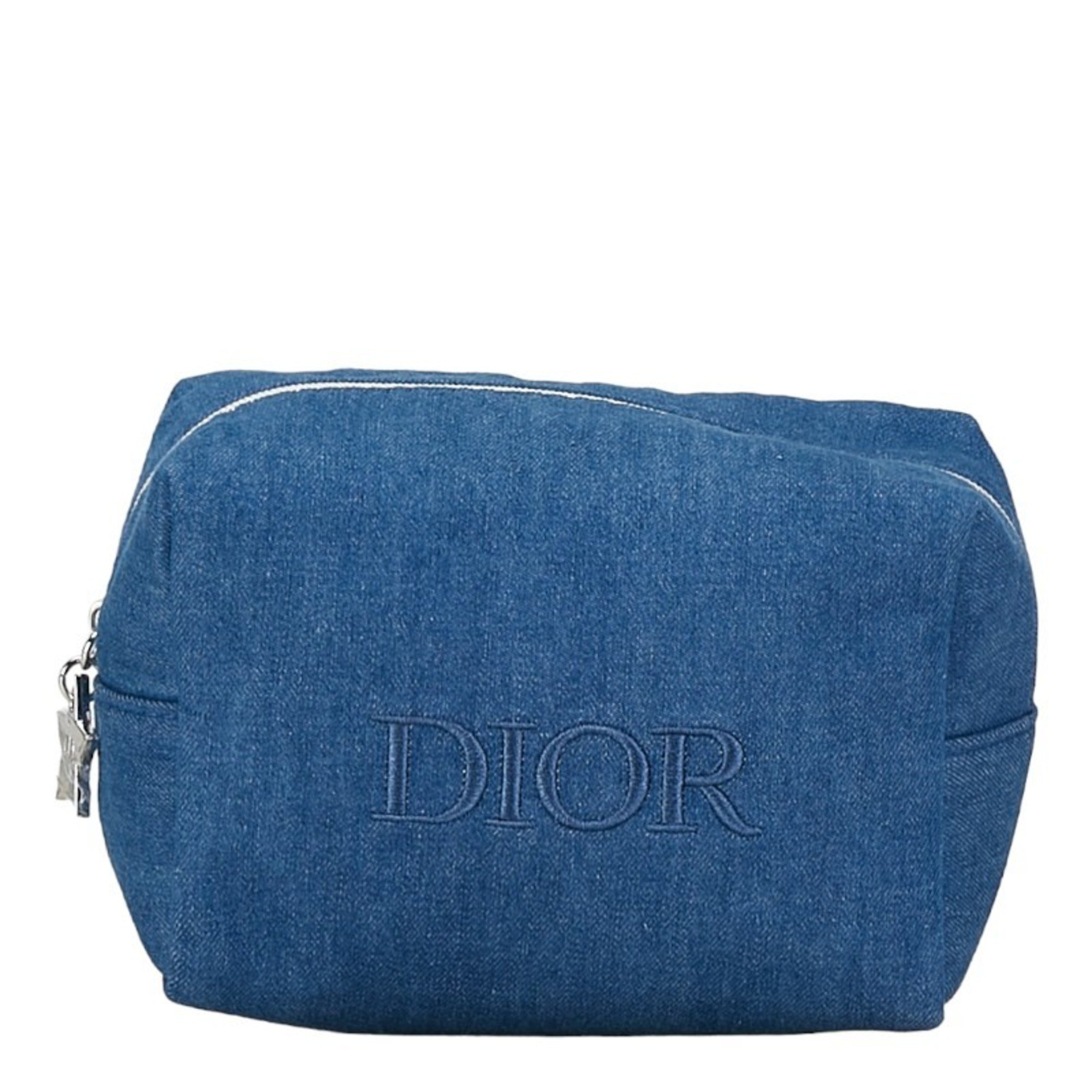 Christian Dior Dior pouch set of 2 navy black velour denim women's