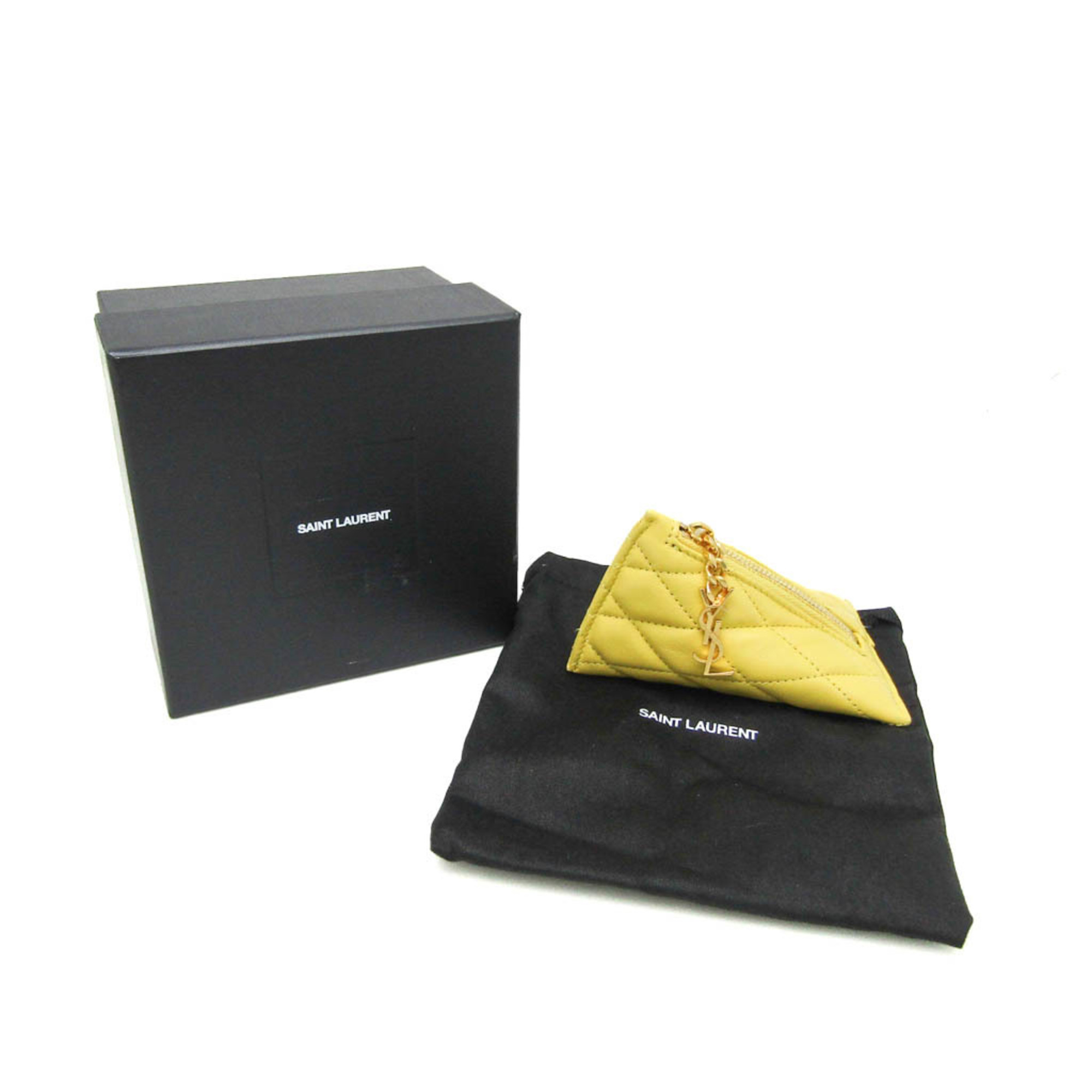 Saint Laurent Quilting 669925 Women's Leather Coin Purse/coin Case Yellow