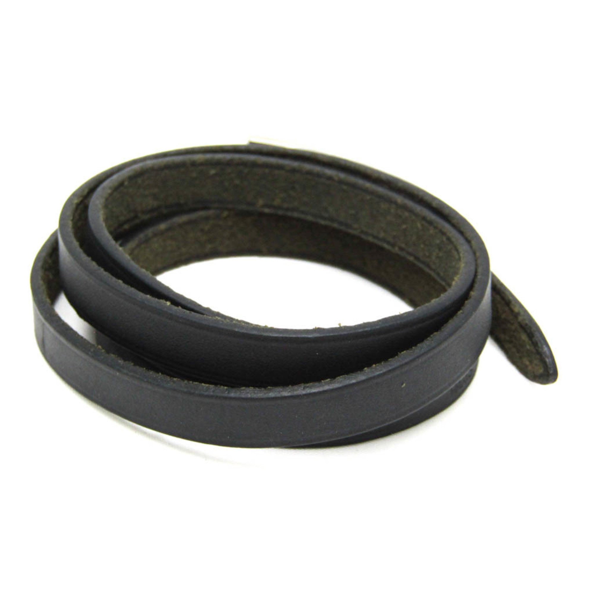 Hermes Hapi Choker Leather,Metal Bangle Black,Silver