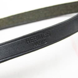 Hermes Hapi Choker Leather,Metal Bangle Black,Silver