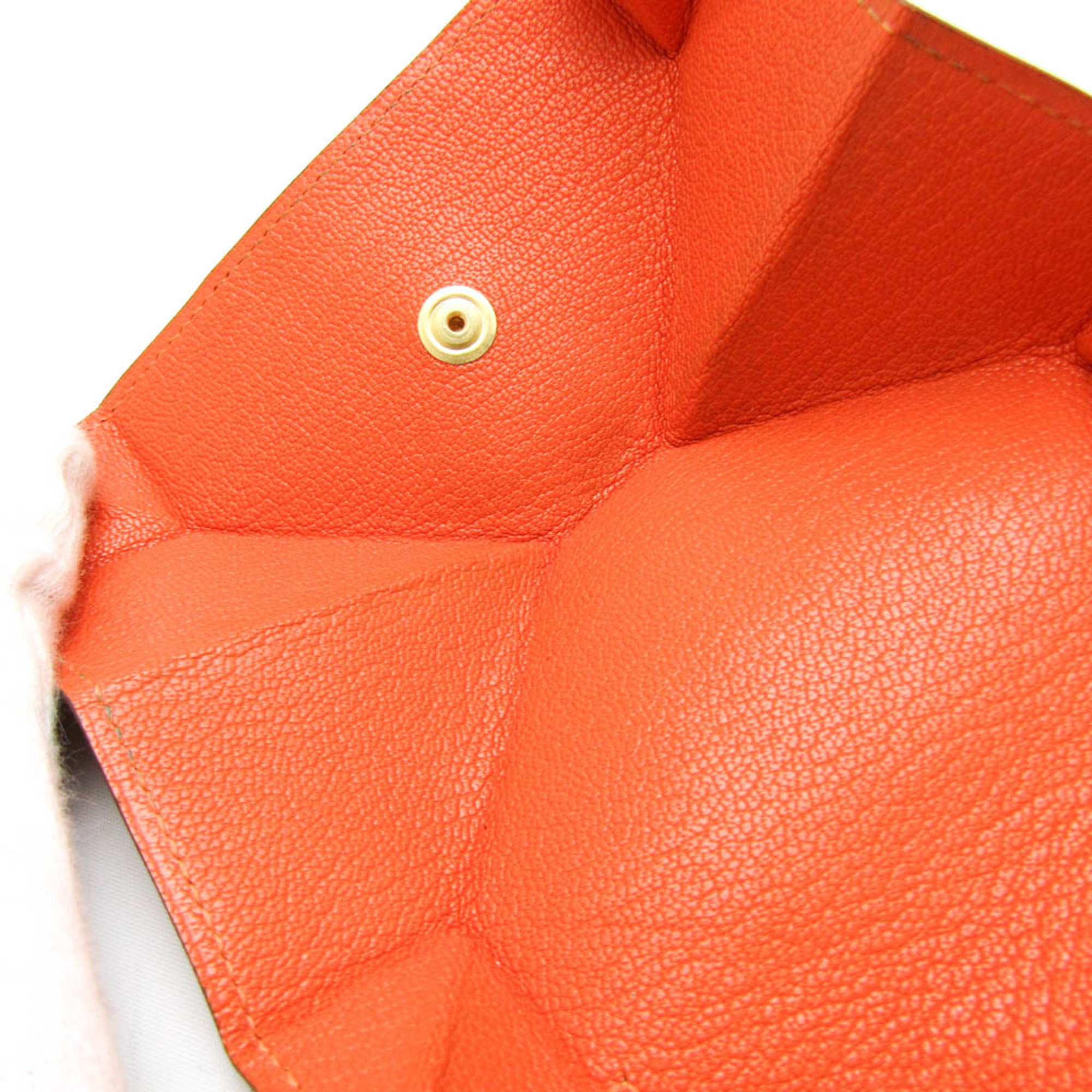 Hermes LE 24 Women,Men Chevre Leather Coin Purse/coin Case Orange