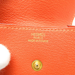 Hermes LE 24 Women,Men Chevre Leather Coin Purse/coin Case Orange