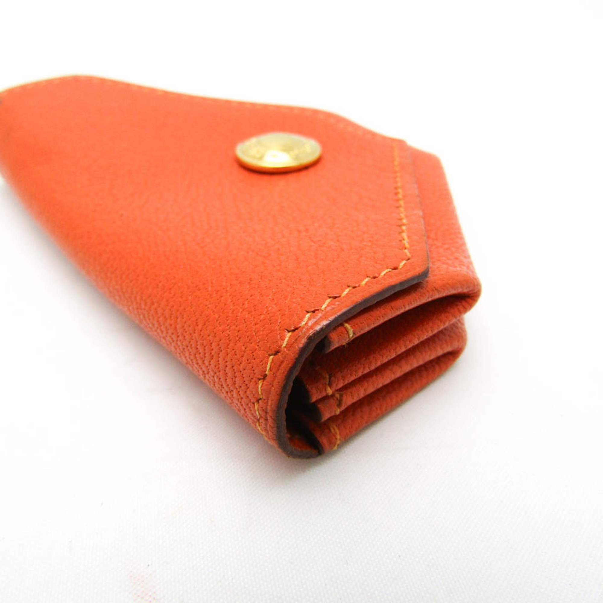 Hermes LE 24 Women,Men Chevre Leather Coin Purse/coin Case Orange