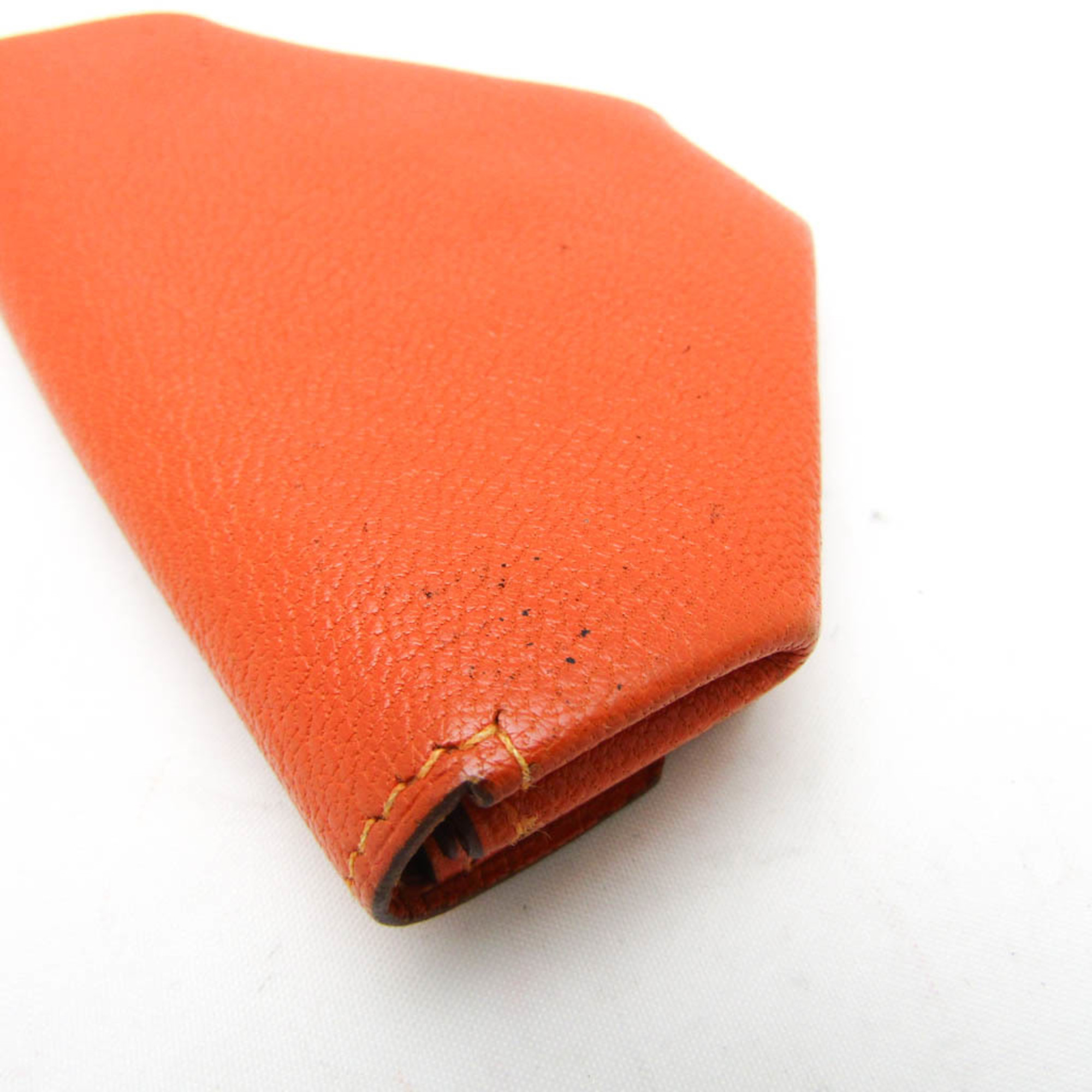 Hermes LE 24 Women,Men Chevre Leather Coin Purse/coin Case Orange