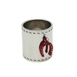 Hermes Metal Scarf Ring Red Color,Silver Horseshoe charm