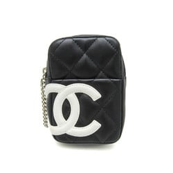 Chanel Cambon Cigarette Case Leather Black,White A26732