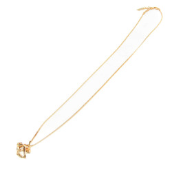 Yves Saint Laurent YSL Logo Gold Plating No Stone Women's Casual Pendant Necklace (Gold)