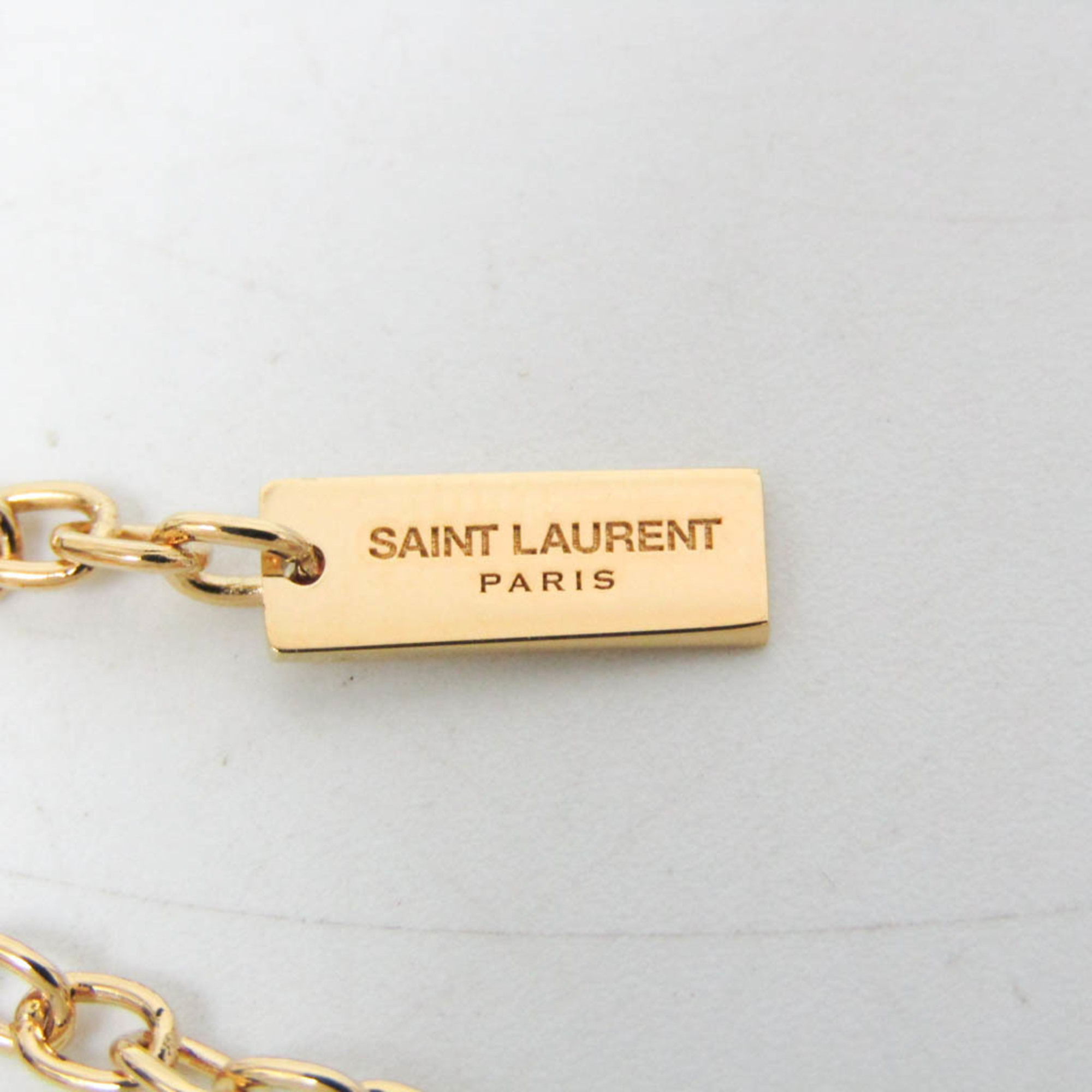 Yves Saint Laurent YSL Logo Gold Plating No Stone Women's Casual Pendant Necklace (Gold)