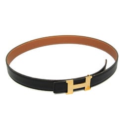Hermes Constance H-belt Women's Leather Standard Belt Black,Gold 70