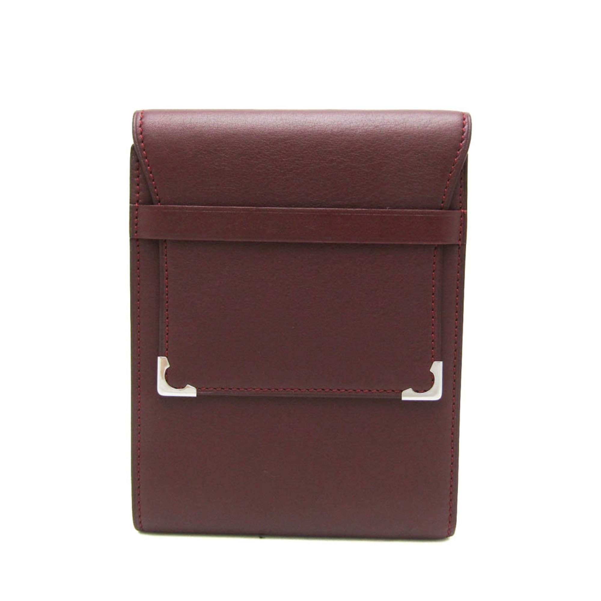 Cartier Cabochon Pass Case L3000580 Women,Men  Calfskin Bill Wallet (tri-fold) Bordeaux