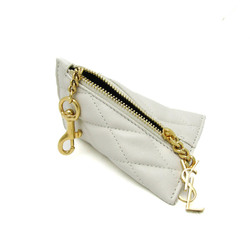 Saint Laurent Quilting 669925 Women's Leather Coin Purse/coin Case Off-white