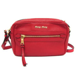 Miu Miu MADRAS 5BH116 Women's Leather Shoulder Bag Red Color