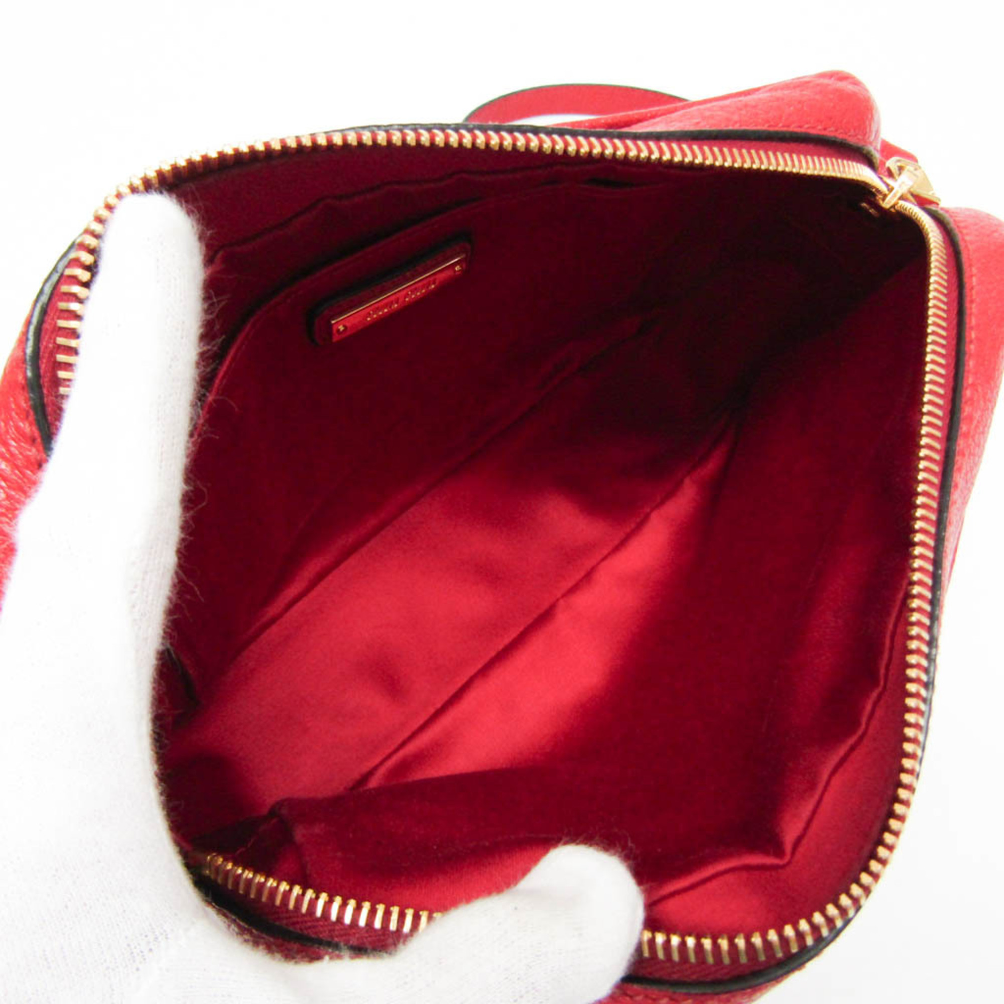 Miu Miu MADRAS 5BH116 Women's Leather Shoulder Bag Red Color