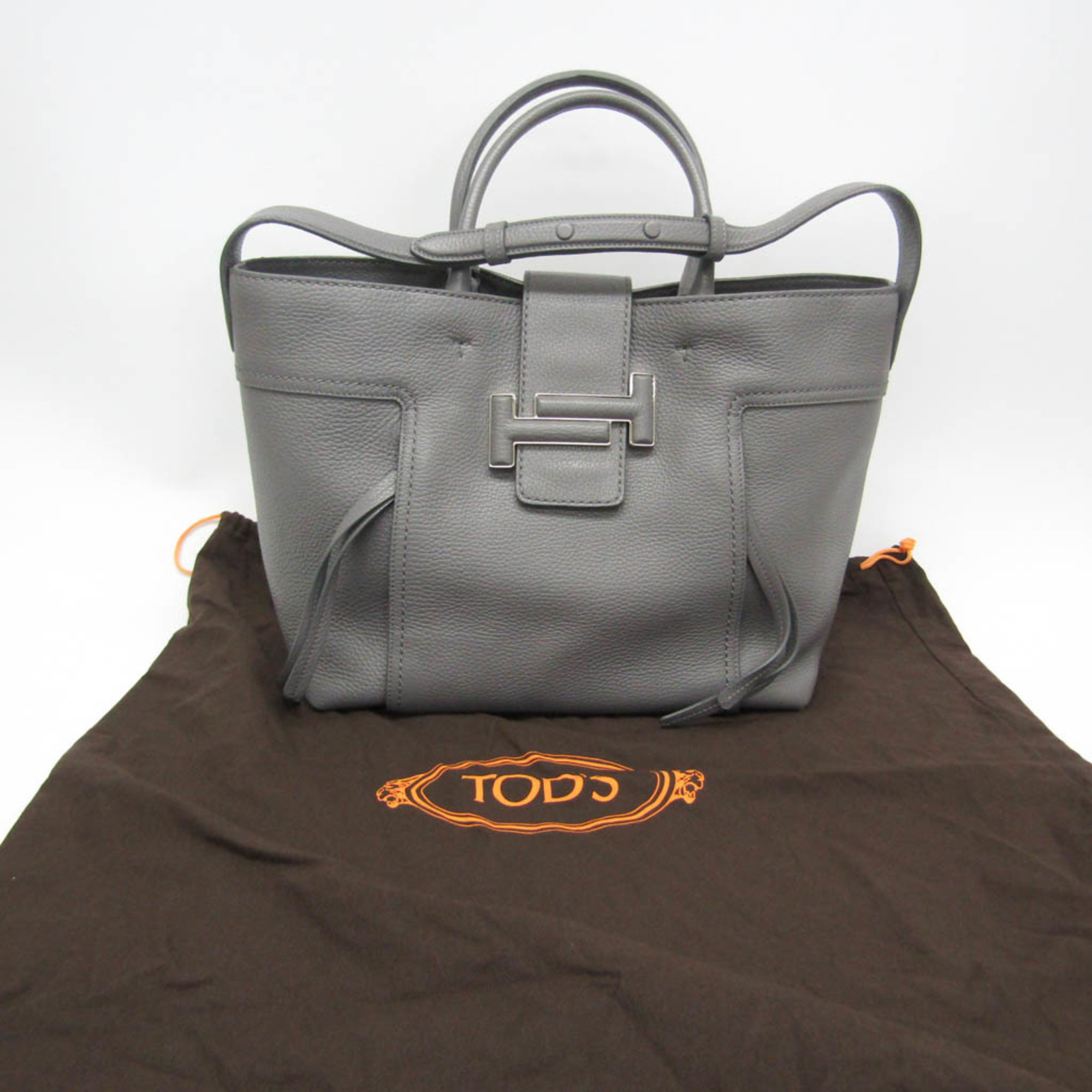 Tod's Double T Shopping Bag Women's Leather Handbag,Shoulder Bag Gray