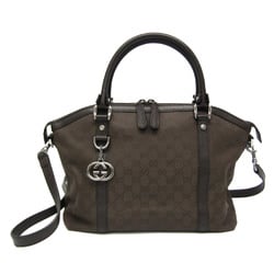 Gucci GG Canvas 341503 Women's Leather,Canvas Handbag,Shoulder Bag Dark Brown