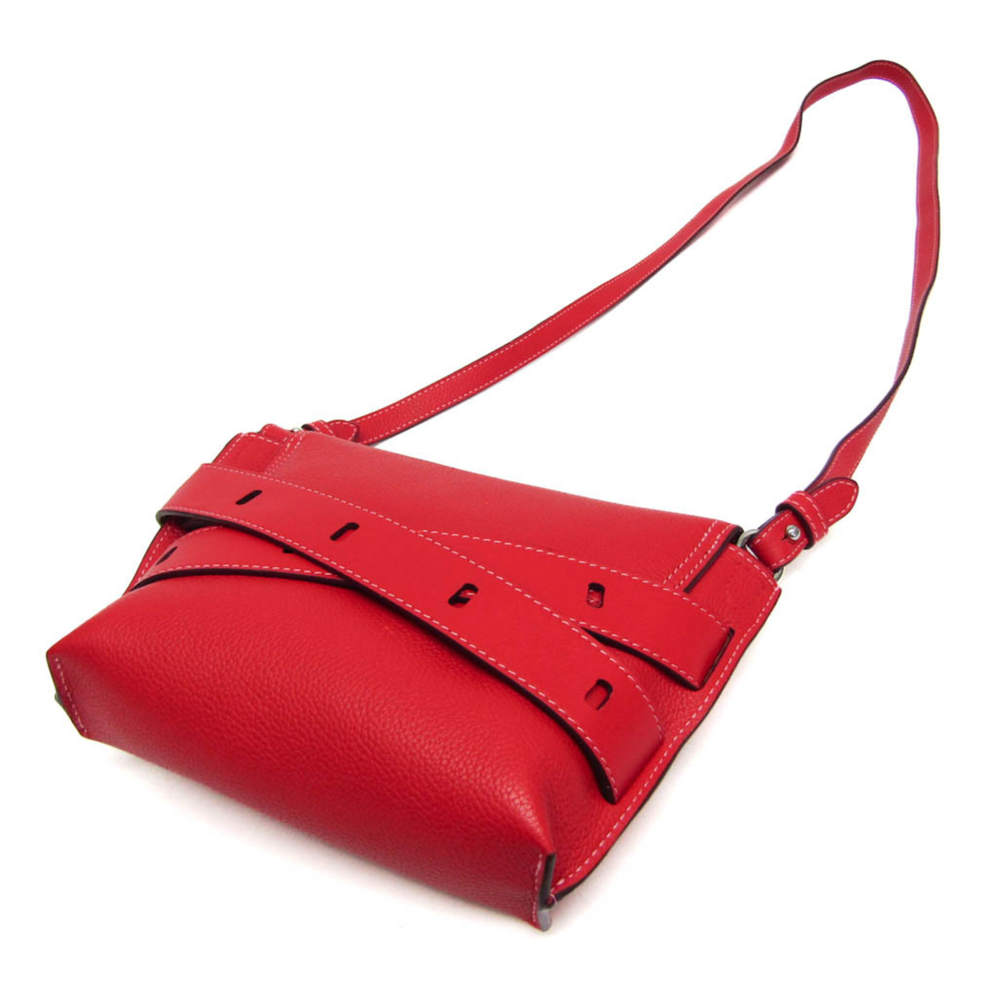 J&M Davidson THE BELT POUCH 1813N 7471T 8140 Women's Leather Shoulder Bag Red Color