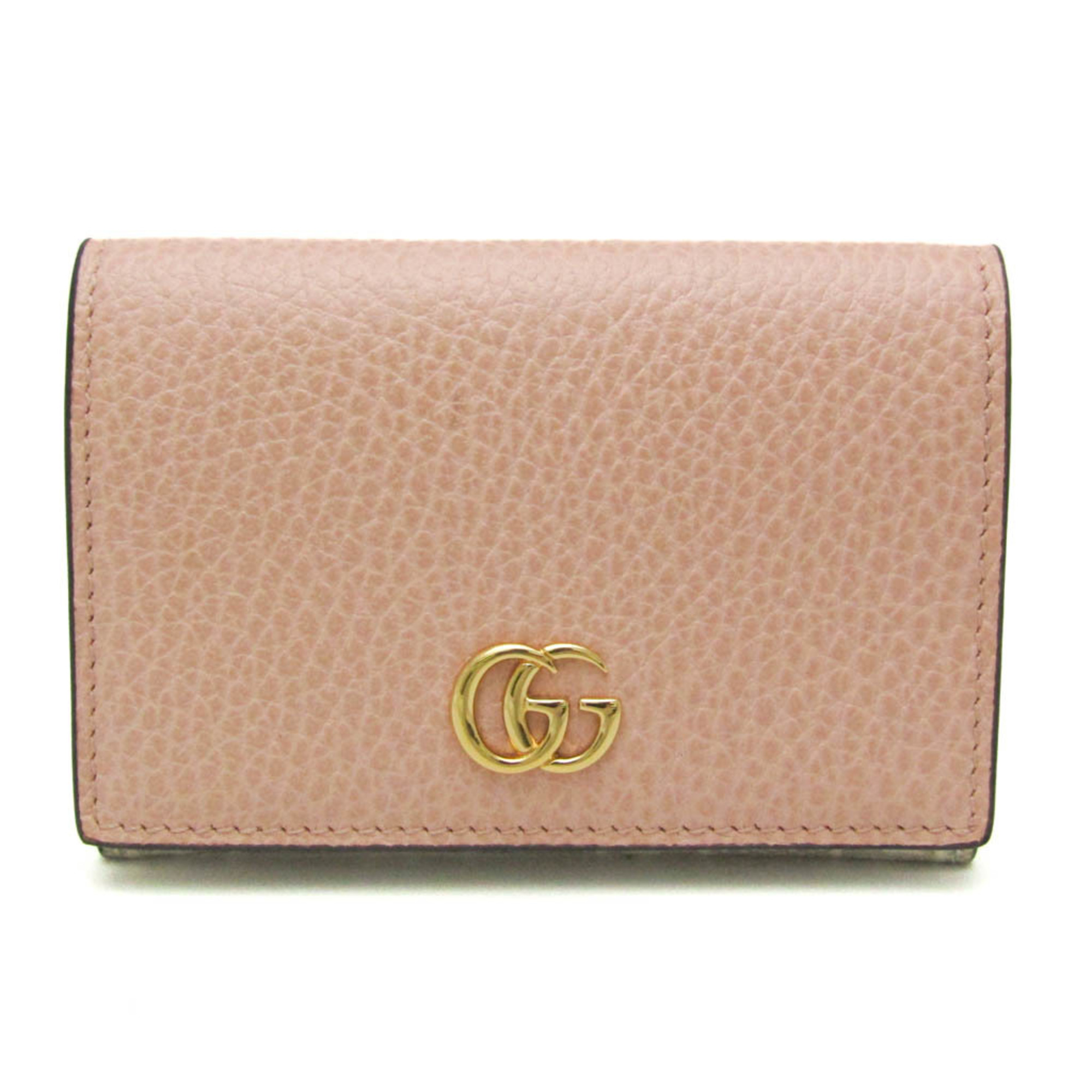 Gucci GG Marmont LIMITED EDITION 474748 Leather PVC Card Case Beige,Light Pink