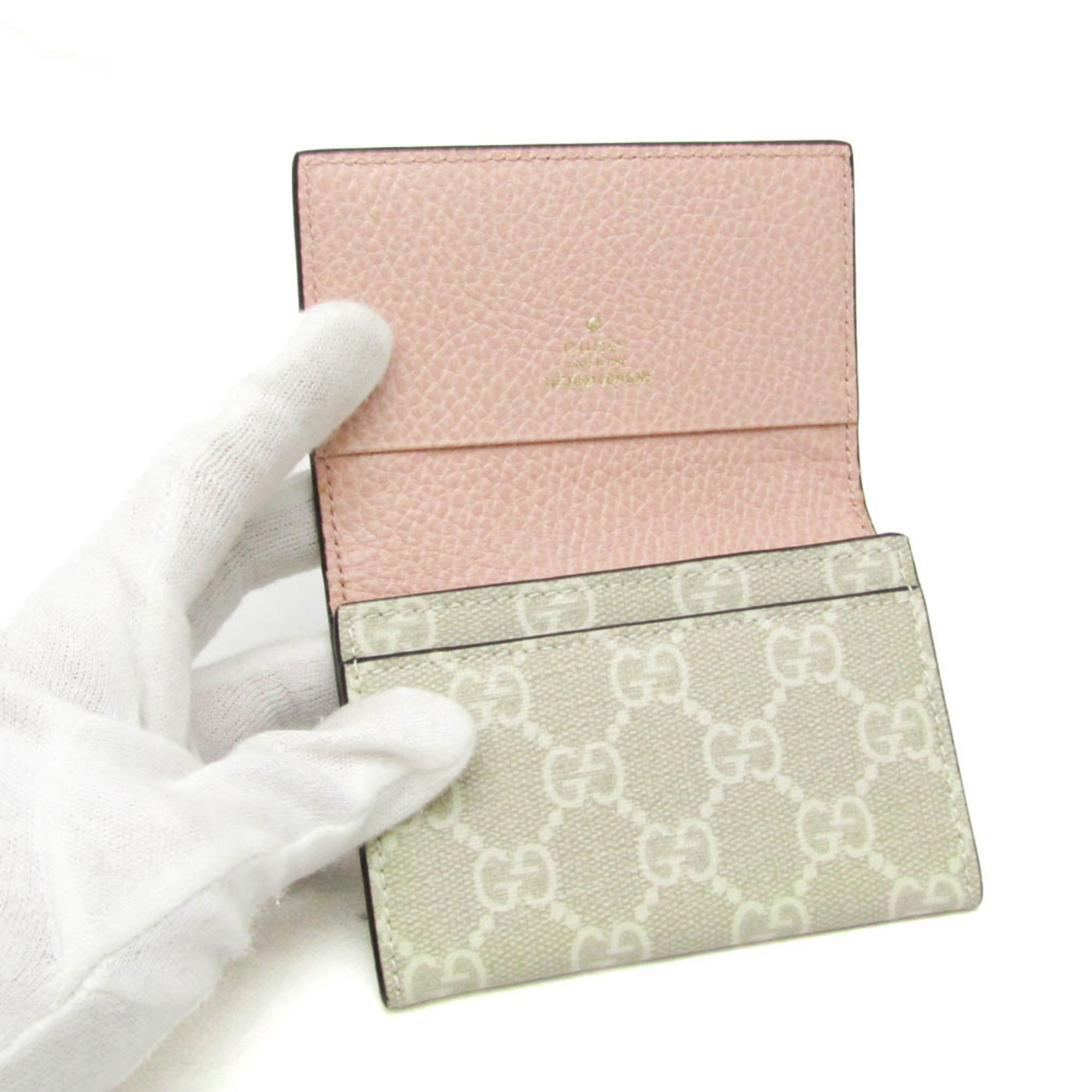 Gucci GG Marmont LIMITED EDITION 474748 Leather PVC Card Case Beige,Light Pink