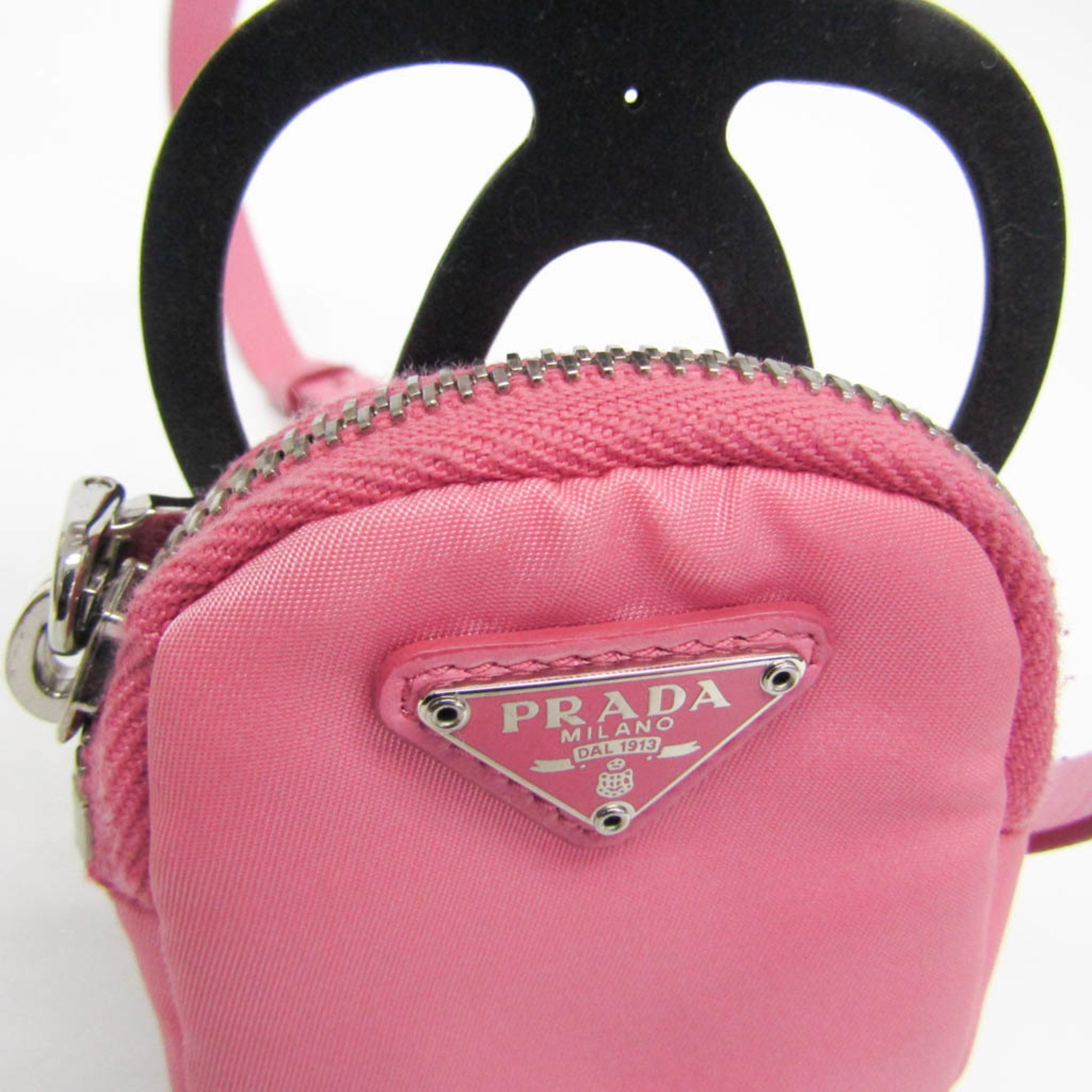 Prada 20SS Mini With Strap 1ZT001 Women's Nylon,Rubber Pouch Black,Pink