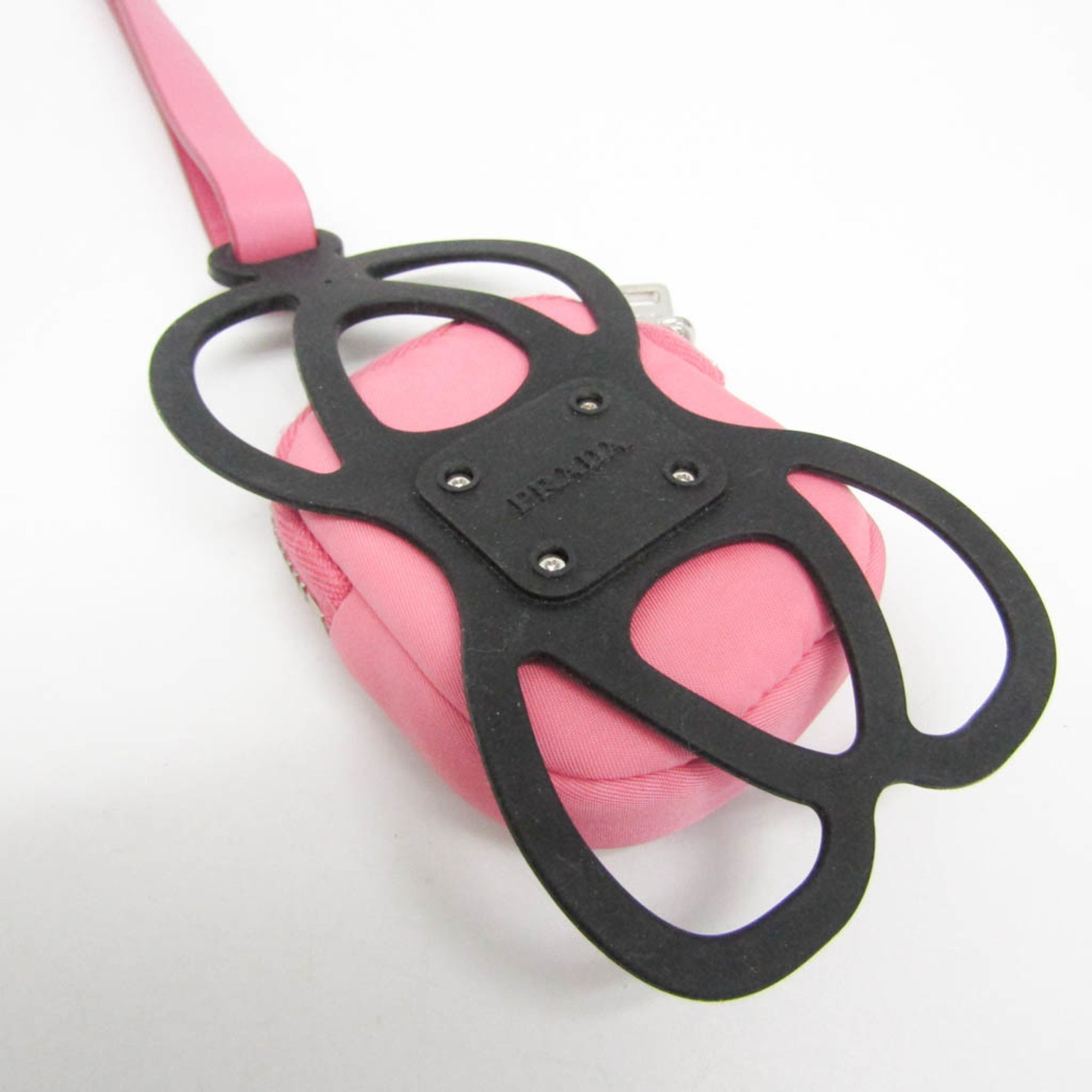 Prada 20SS Mini With Strap 1ZT001 Women's Nylon,Rubber Pouch Black,Pink