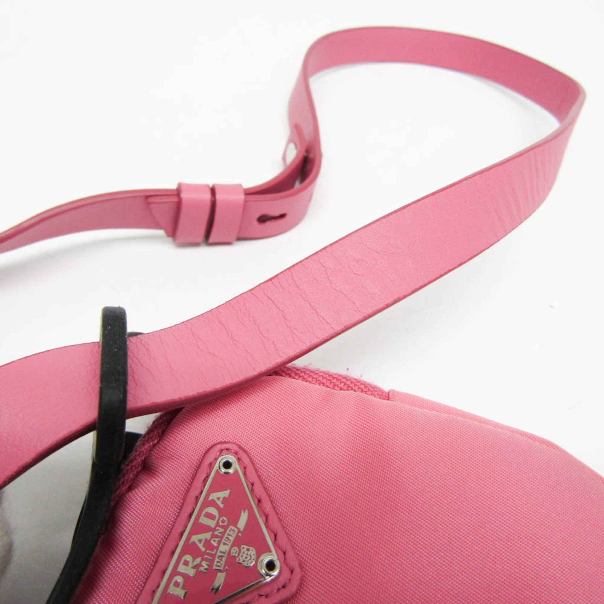 Prada 20SS Mini With Strap 1ZT001 Women's Nylon,Rubber Pouch Black,Pink