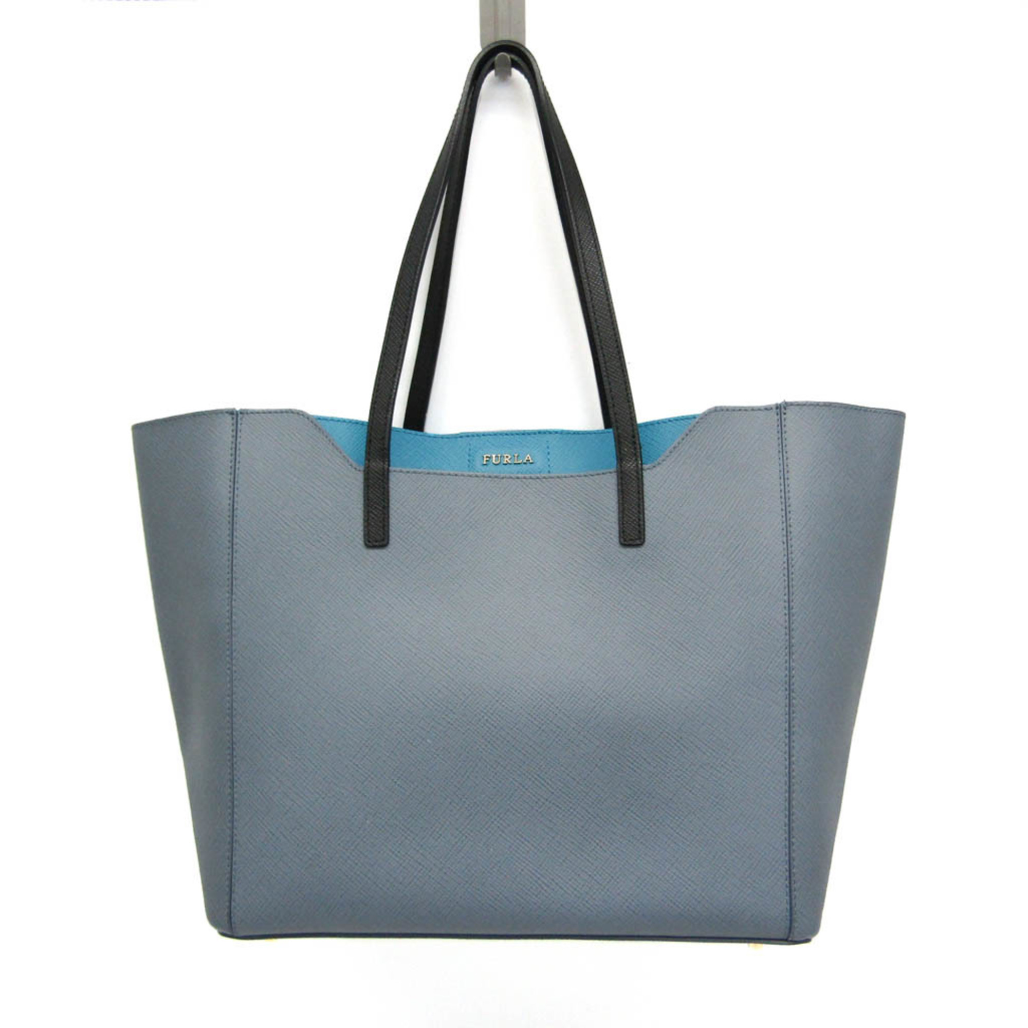 Furla Fantasia Women's Leather Tote Bag Black,Blue,Light Blue Gray