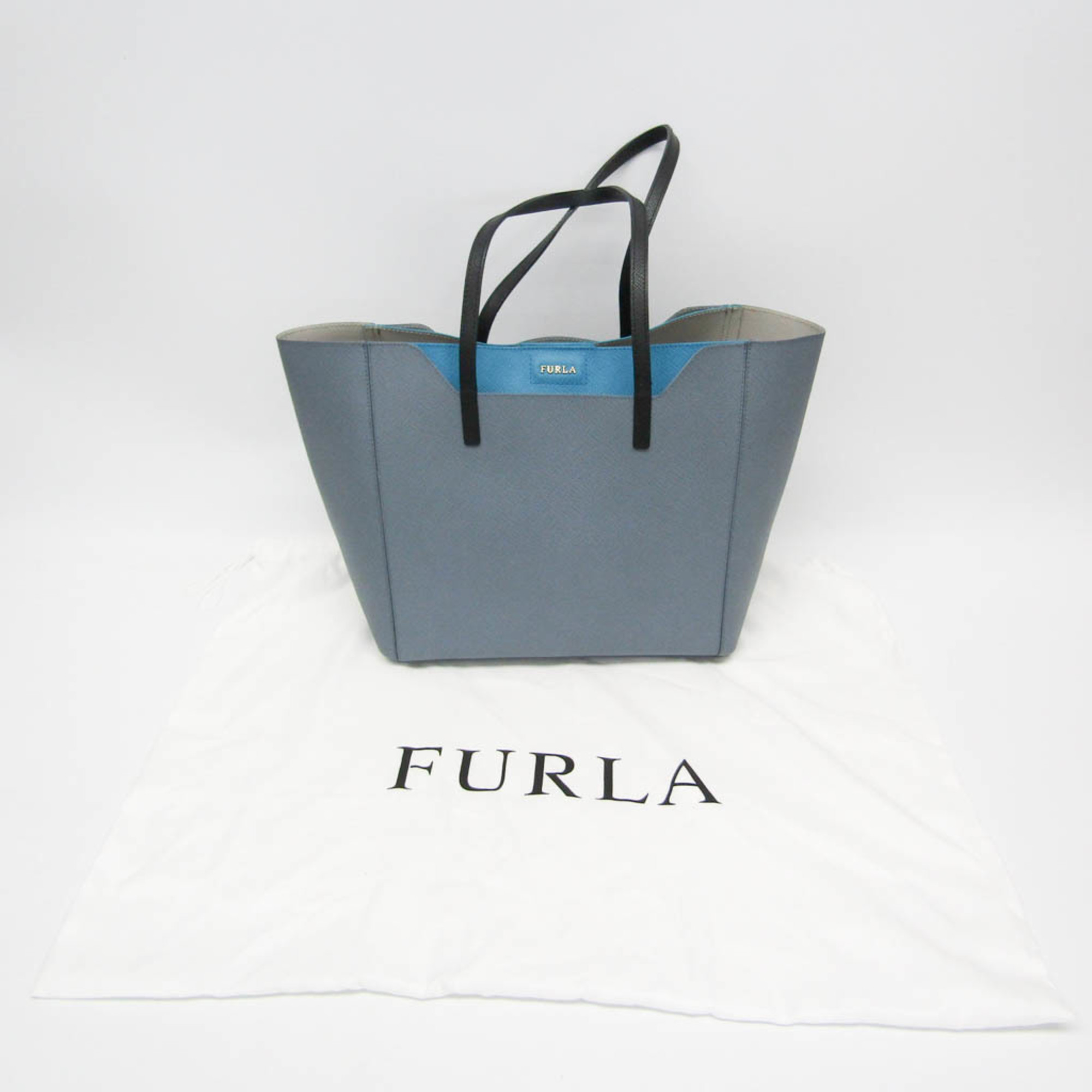 Furla Fantasia Women's Leather Tote Bag Black,Blue,Light Blue Gray