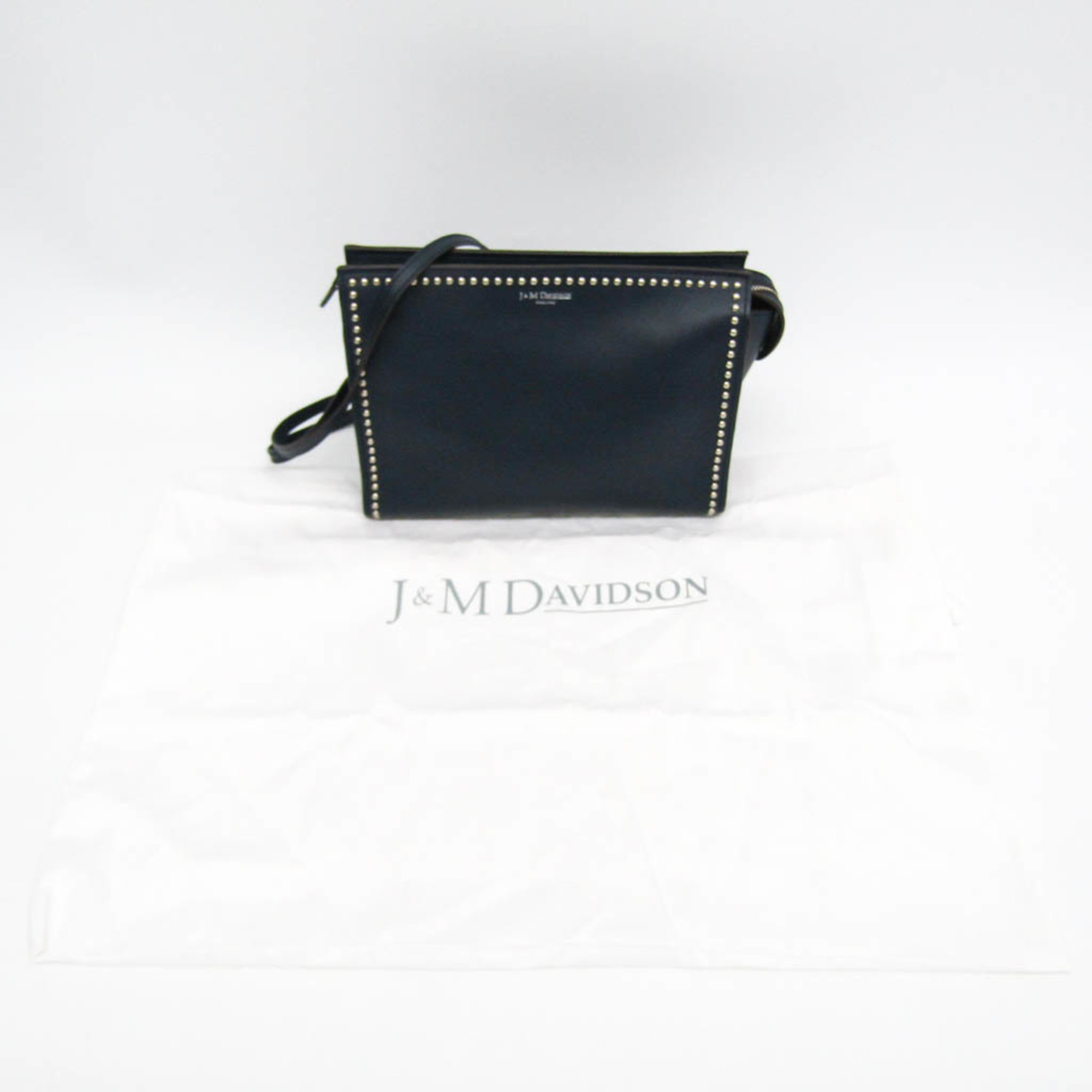 J&M Davidson Elle With Studs 1668N Women's Leather Shoulder Bag Navy