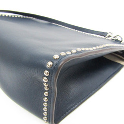 J&M Davidson Elle With Studs 1668N Women's Leather Shoulder Bag Navy