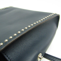 J&M Davidson Elle With Studs 1668N Women's Leather Shoulder Bag Navy