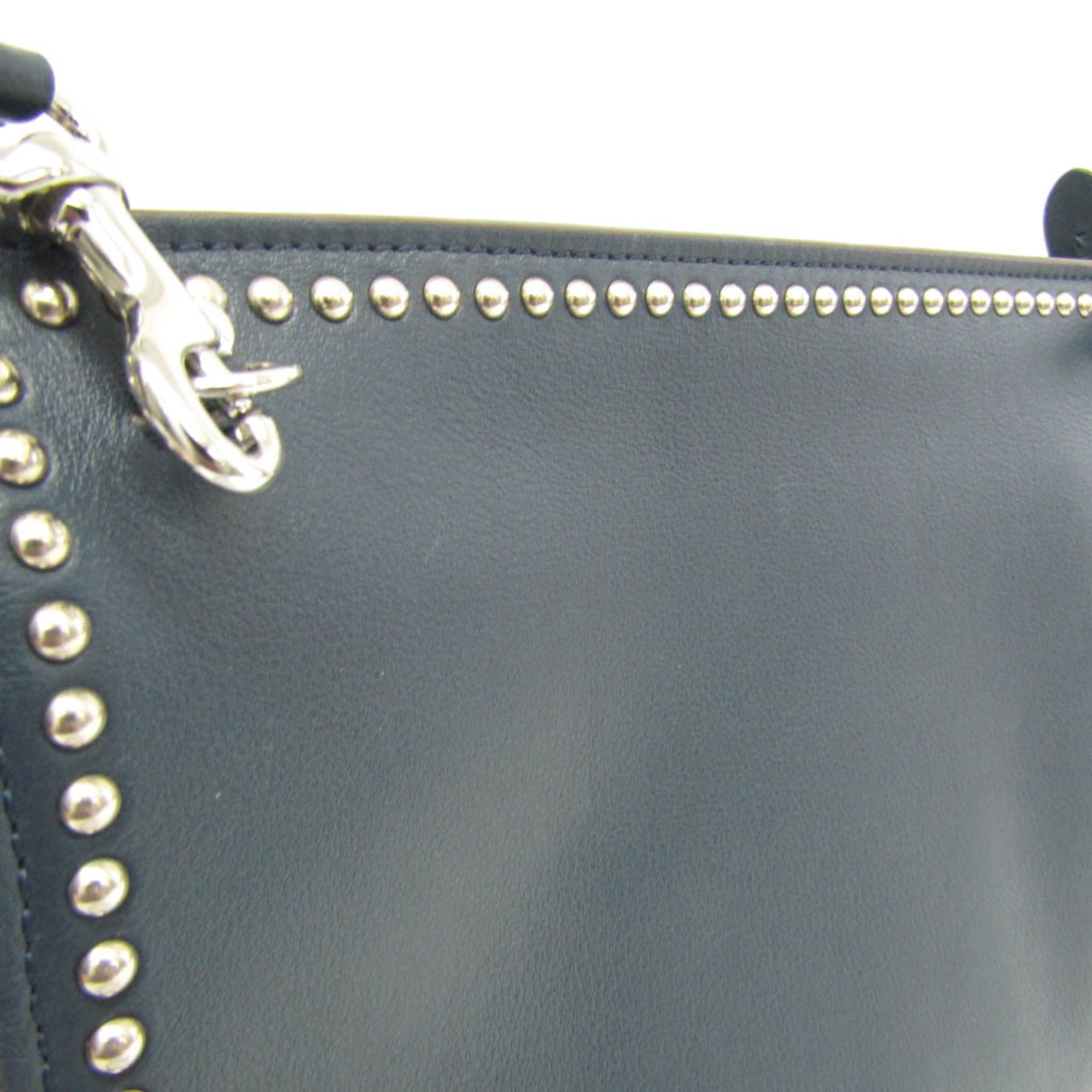 J&M Davidson Elle With Studs 1668N Women's Leather Shoulder Bag Navy