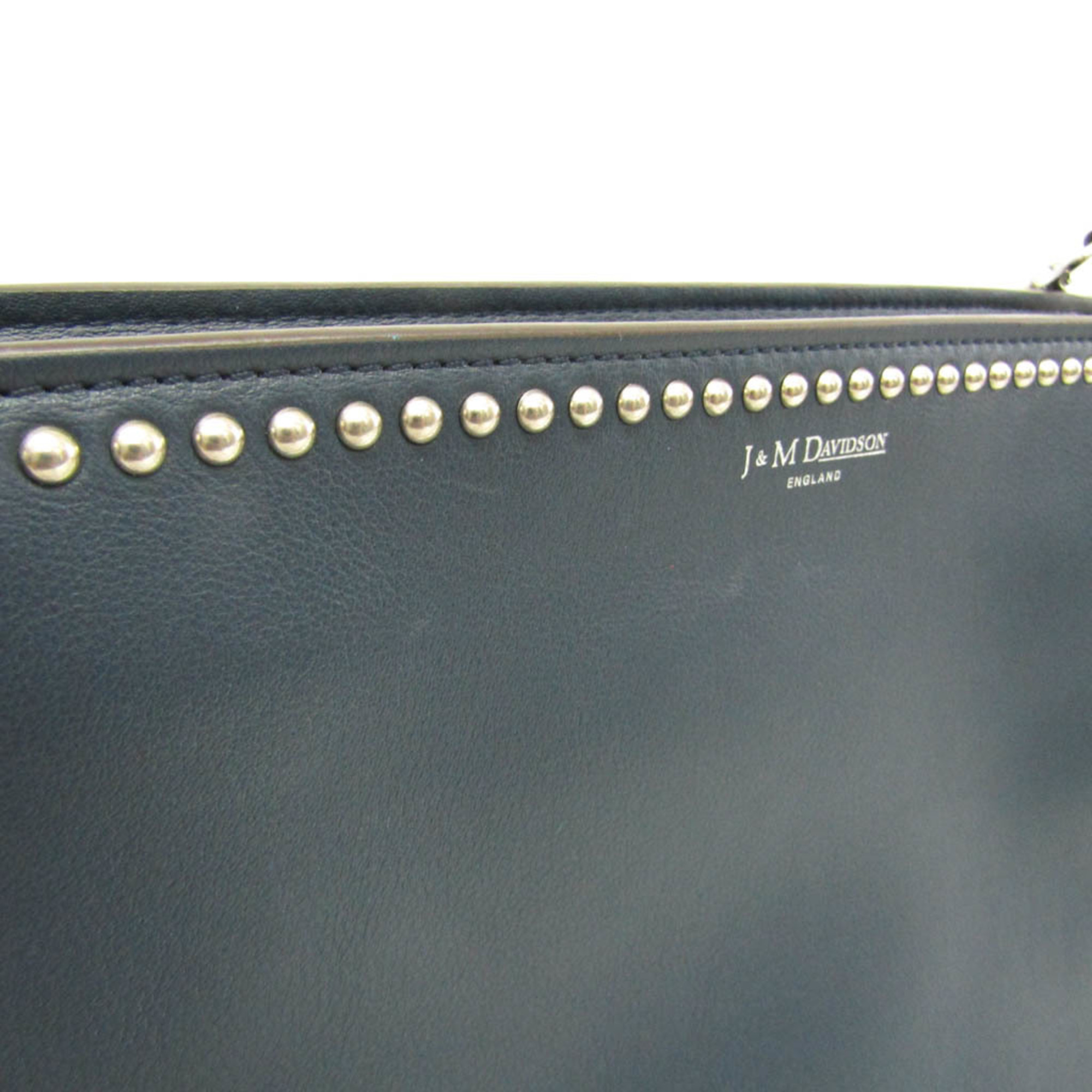 J&M Davidson Elle With Studs 1668N Women's Leather Shoulder Bag Navy