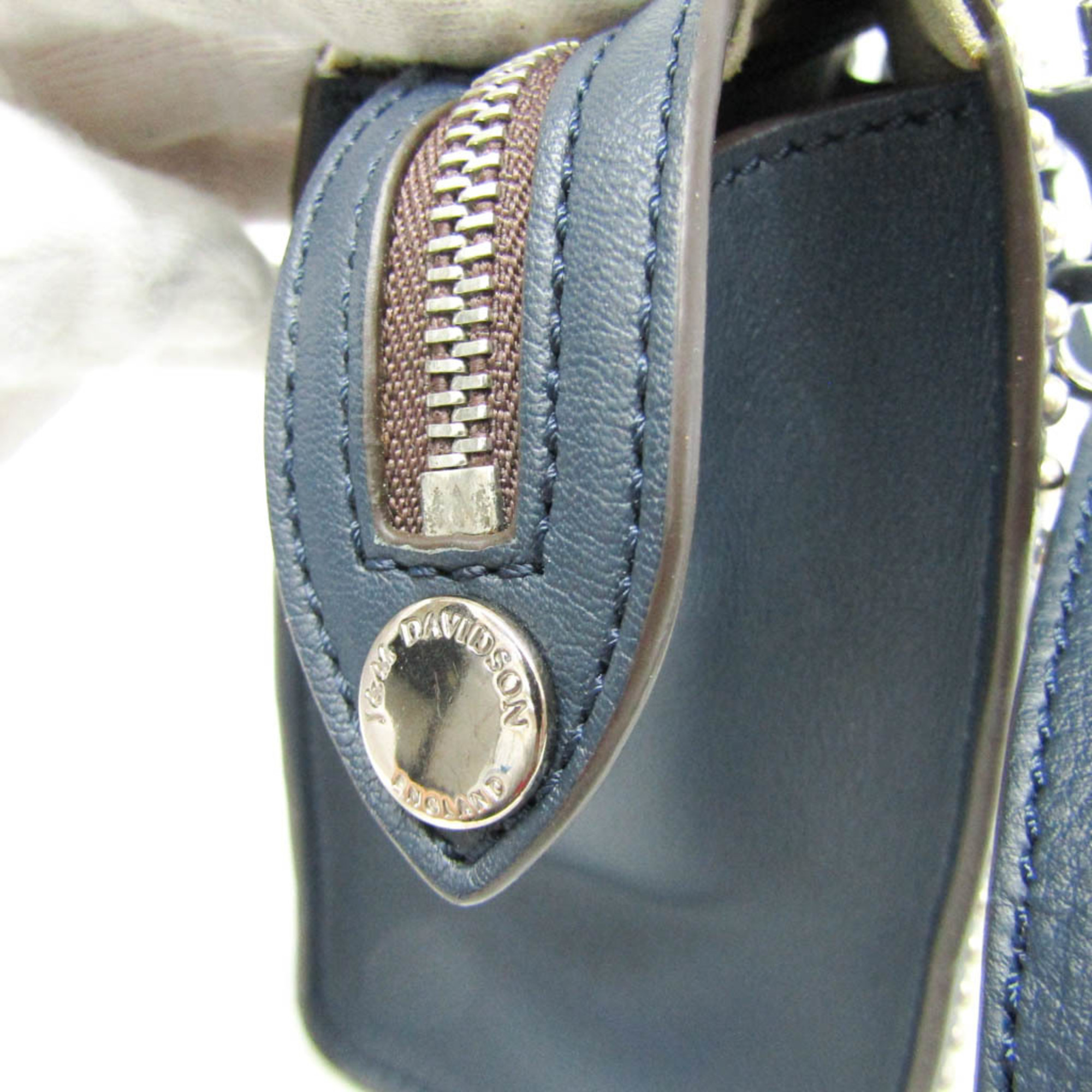 J&M Davidson Elle With Studs 1668N Women's Leather Shoulder Bag Navy