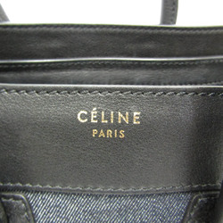 Celine Luggage Micro Shopper 167793 Women's Leather,Denim Handbag Black,Navy